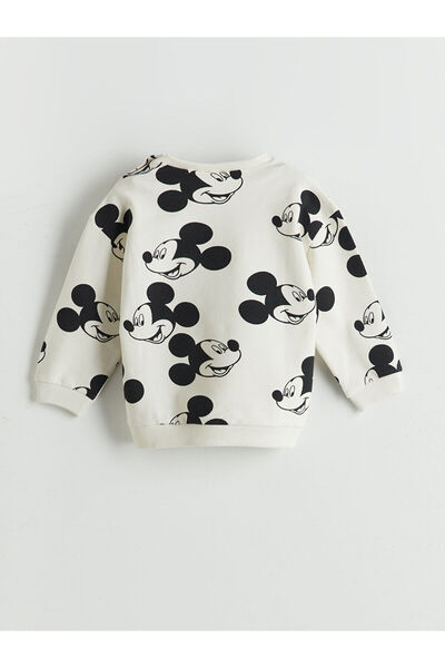 LC Waikiki Gri Bisiklet Yaka Mickey Mouse Baskılı Erkek Bebek Sweatshirt ve Eşofman Alt 2'li
