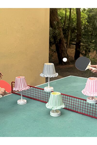 Maison Avf Smash Çizgili Kablosuz Şarjlı Masa Lambası - Alt Uzun Beyaz