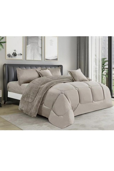 MİNG Lİ Winter double Comforter, two-sided system, velvet side & fur side - 6-piece Comforter set, 250x230cm