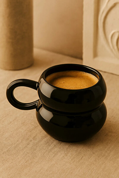 Anadolu Saray Handmade Ceramic Black Ring Handmade Mug Cup Design Mug Cup