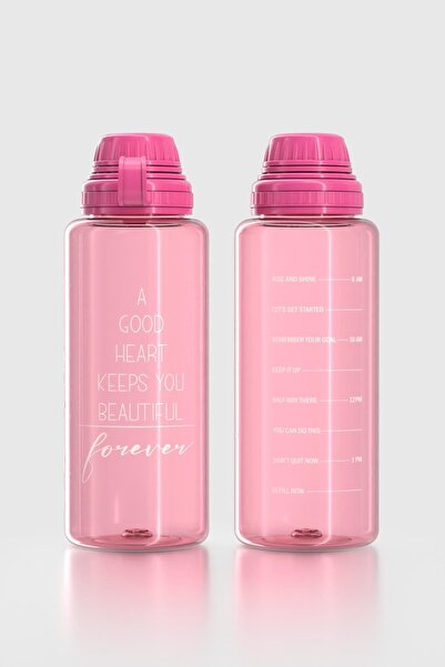 Renga Aegean Script Patterned 1000 ml Tritan Water Bottle 912141 Fuchsia