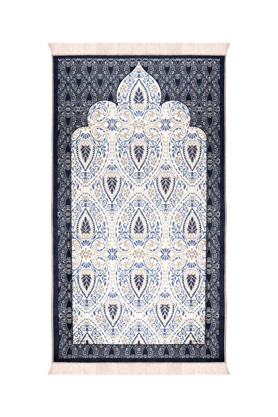 Bursa İpek Navy Blue Sponge Velvet Prayer Rug