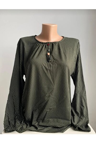 Mumio Women's Clothing Green Elastic Sleeve Polka Dot Lycra Cotton Fabric Winter Long Sleeve Mother Combed Cotton
