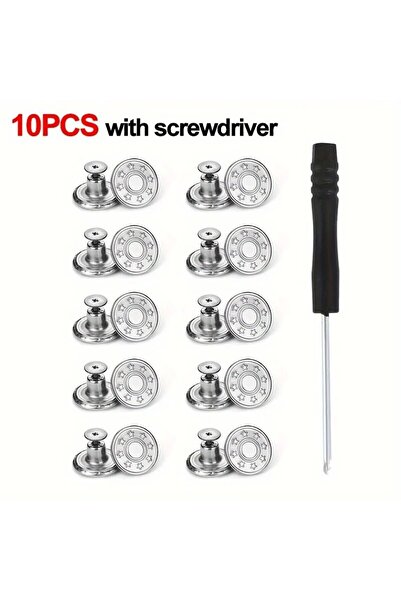 Choice3 D 10Pcs Metal Jeans Butt 17mm Replacement No-Sewing Screw Button Repa...