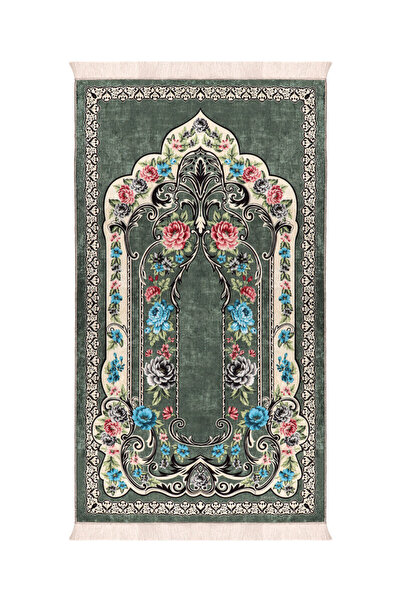 Bursa İpek سجادة صلاة مخملية خضراء اللون