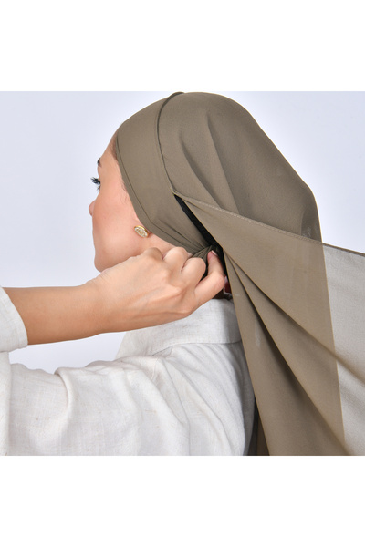 HAWRAA Chiffon scarf with tie closure - olive brown