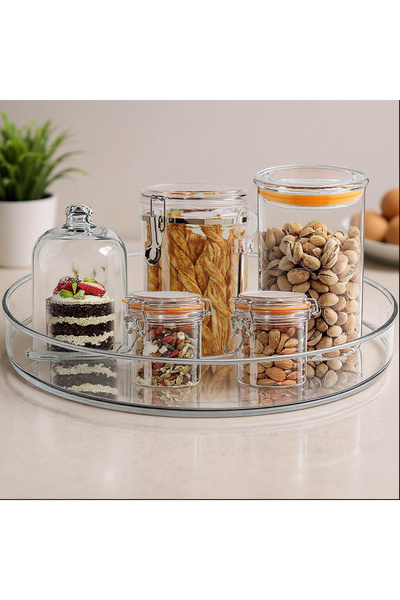 Elindor Organizator rotativ la 360°, acrilic 23 cm, 1 nivel, pentru condiment...