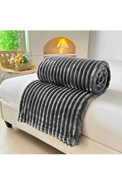 MİNG Lİ Soft & Warm 1500 grams Striped Flannel Blanket - Versatile Double Blanket, 220x200cm, & All Seasons