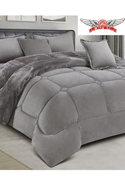 MİNG Lİ Single Winter Comforter, two-sided system, velvet side & fur side - 4-piece Comforter set, 230x170cm
