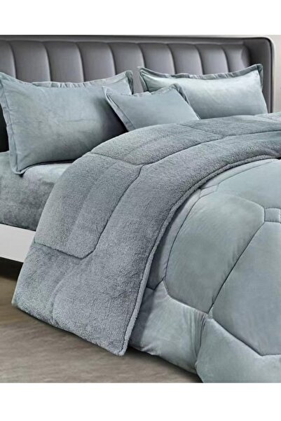 MİNG Lİ Single Winter Comforter, two-sided system, velvet side & fur side - 4-piece Comforter set, 230x170cm
