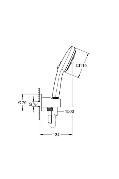Grohe Tempesta Cube 110 Ankastre Bağlantılı El Duşu Seti, 3 Akışlı, Mat Siyah, 269102433
