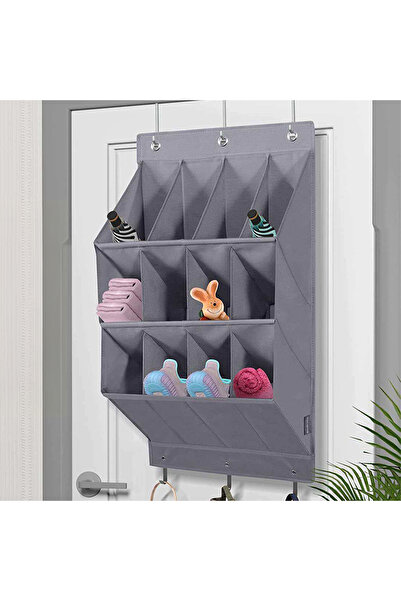 Elindor Organizator de pantofi suspendat cu 12 buzunare mari și 3 cârlige met...