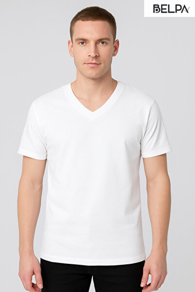 belpa Ersa Underwear Ribbed Half Sleeve V-Neck Men's Undershirt 6-Pack