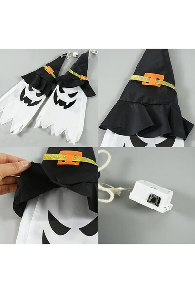 RHYUUI Set of 4 Halloween decorations, polyester, black, 45.7 x 1 x 17.8 cm
