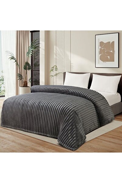 MİNG Lİ Soft & Warm 1500 grams Striped Flannel Blanket - Versatile Double Blanket, 220x200cm, & All Seasons