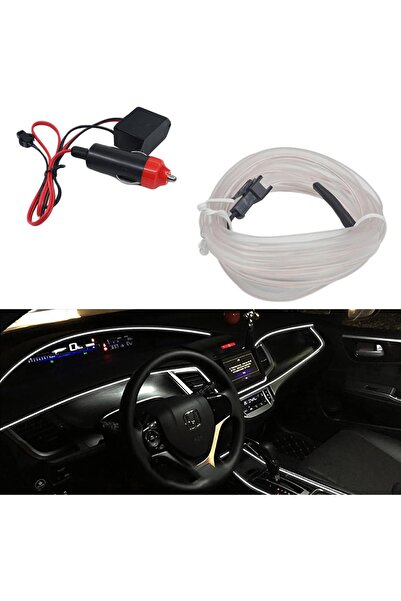 Generic Car LED EL Wire Neon Light Strip with 12V Cigarette Lighter Adapter for Interior Decoration White