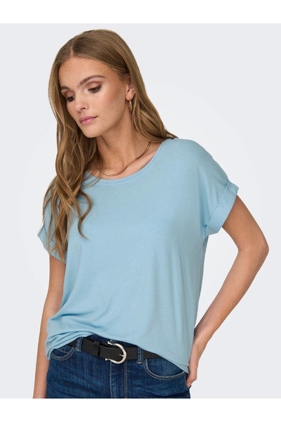 RİGALA Light Blue Circular Neck Basic T-Shirt