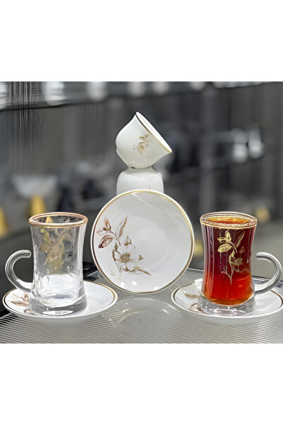 Generic طقم كاسات وبيالات 36 قطعة منقوش