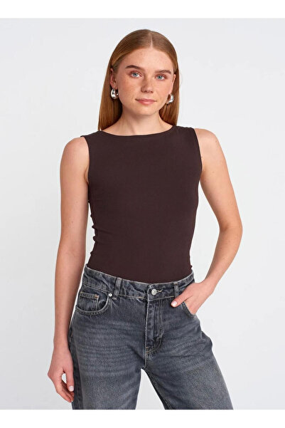 mısstresa boutıque Boat Neck 2-Piece Sleeveless Brown Black