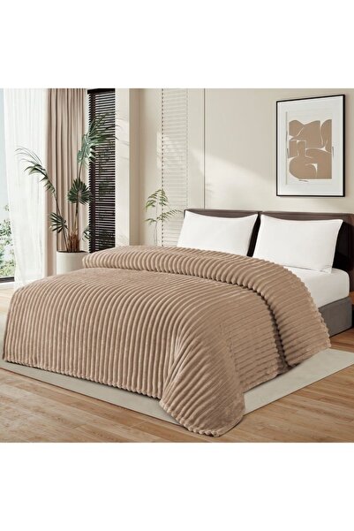 MİNG Lİ Soft & Warm 1500 grams Striped Flannel Blanket - Versatile Double Blanket, 220x200cm, & All Seasons