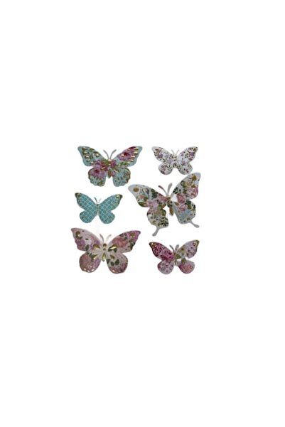 SOHO Sticker de perete 6 Fluturi, motive florale, Multicolor