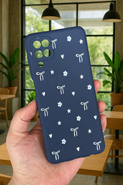 Vip Case Samsung Galaxy A12 Uyumlu Mini Fiyonk Desenli Silikon Darbe Emici Klasik Korumalı Rubber Kılıf