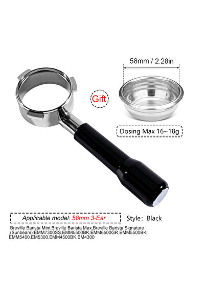 Choice4 58MM 3 Ears-Black 58mm 3 Ears Coffee Bottomless Portafilter For Brevi...
