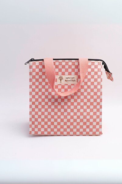YOYOSO Heat Insulated Checkered Pink Lunch Bag