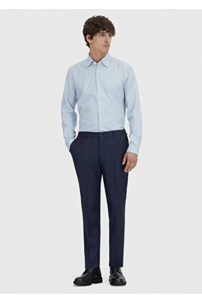 Ramsey Cămașă casual țesută cu model albastru, 100% bumbac