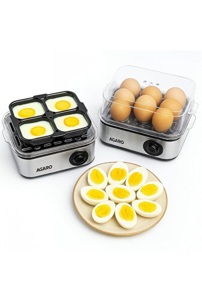 AGARO جهاز سلق البيض الكبير، 2 في 1، سلق 8 بيضات، سلق 4 بيضات، خضراوات مطهوة على البخار، 3 سلق