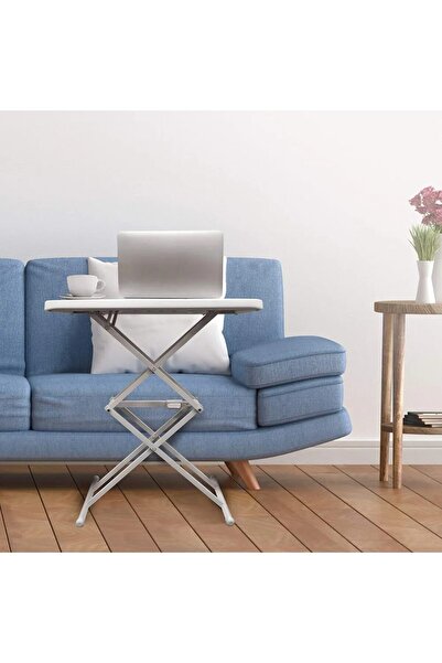 Quasar & Co. Folding table, adjustable height, with phone/tablet holder, metal/ABS, white-gray