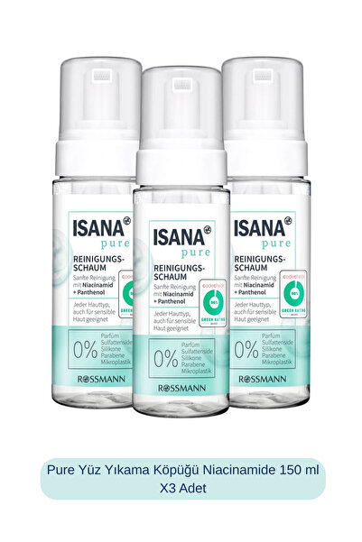 ISANA Pure Yüz Yıkama Köpüğü Niacinamide 150 ml X3 Adet