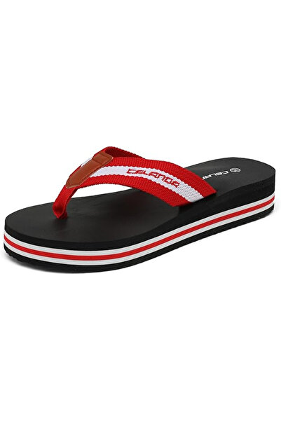 OEM Lightweight summer flip-flops with high soles, with toe separator, black with red, size 39