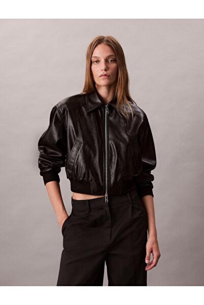 Calvin Klein A-Cropped Crinkle Faux Leather B