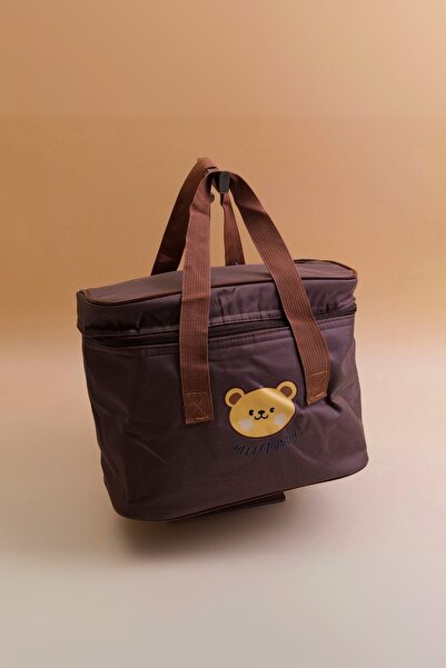 YOYOSO Teddy Bear Detailed Thermal Insulated Lunch Bag, Food Bag Beige