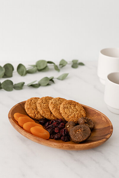 YUNUSOĞLU HOME Oval Wooden Presentation Plate Snack Bowl – Breakfast, Cookie and Snack Serving Plate