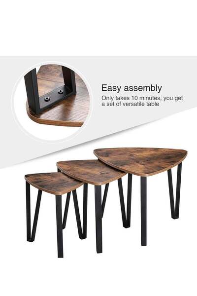 Crestj Nested Side Table Set - 3 Pieces - Wood and Metal - Modern Design