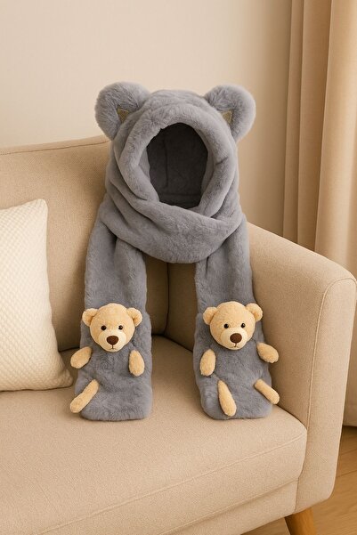 Ecrou Cute Mouse Hat, Beanie Scarf Gray