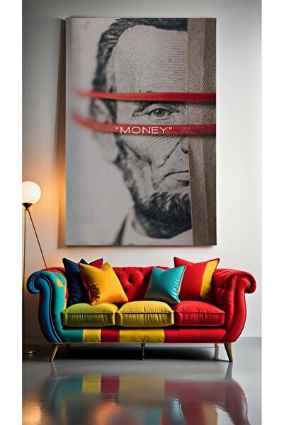 özkacar ABRAHAM LINCOLN MONEY Tablou pe pânză pentru decorarea casei, perete,...