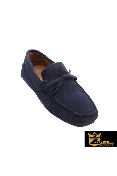 Zaim Kundura Men's Navy Blue Genuine Suede Shoes 342890901-1