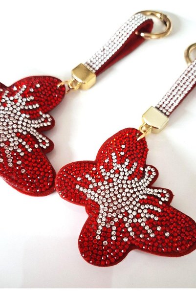 Svc Aksesuar New Year's Gift Zircon Stone Butterfly Keychain - Bag Ornament - Bag Charm 14.5 cm