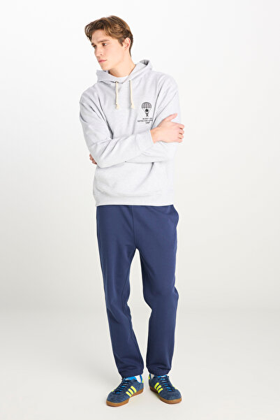 Lee Loose Fit Relaxed Fit Hooded Gray Melange Sweatshirt