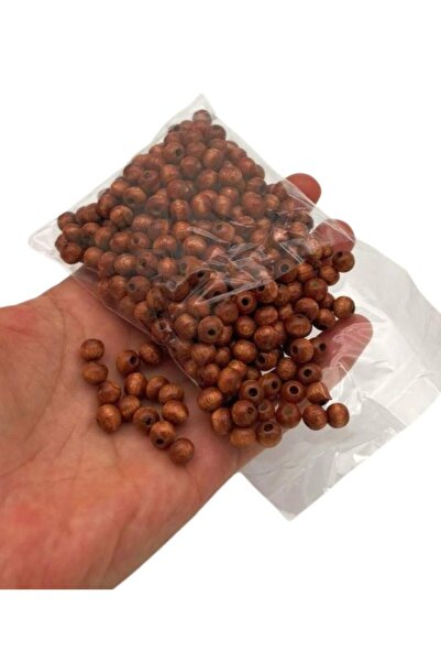 angel çanta aksesuar إكسسوار حقيبة أنجل 6 ملم خرز خشبي دائري لون تان 50 جرام