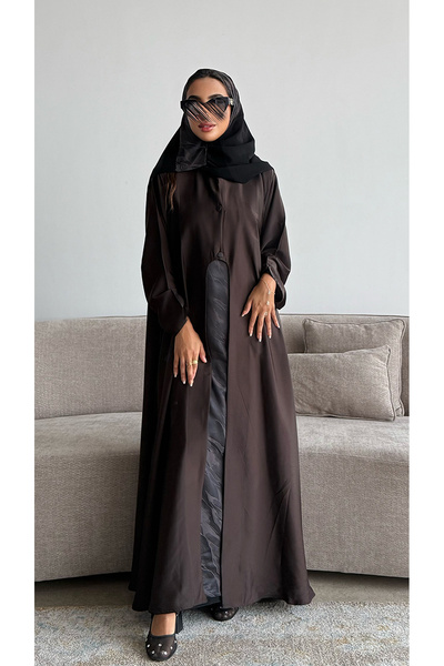 outline Abaya with a dress connected by a summer jacquard fabric overlap