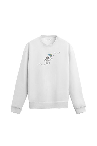 Colermi سترة رياضية عليها رسم لرائد فضاء يطفو في الفضاء مع صاروخ لعبة