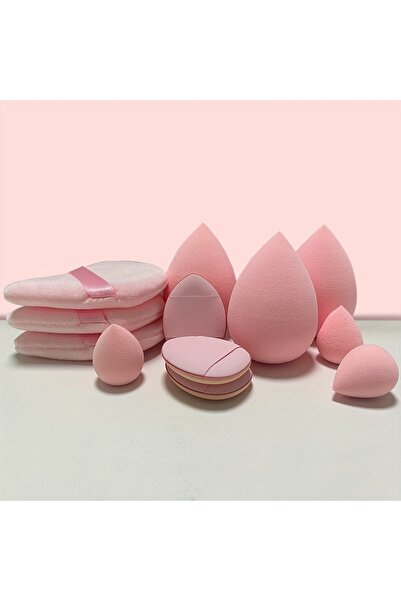 Choice1 مجموعة من 12 قطعة من إسفنجات المكياج متعددة الأغراض باللون الوردي، تتضمن إسفنجة، وإسفنجة هوائية صغيرة، وبدلة