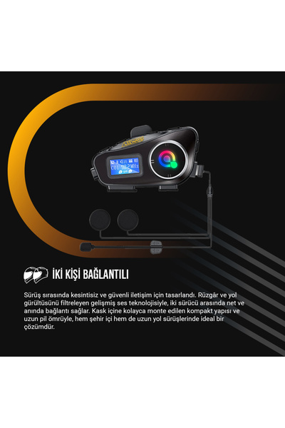 ALWAYS TEKNOLOJİ Q58 Max Kurye Motosiklet Kaskı İnterkom 2 Kişi Artçı Eşleşmeli Mp3 FM Radyo