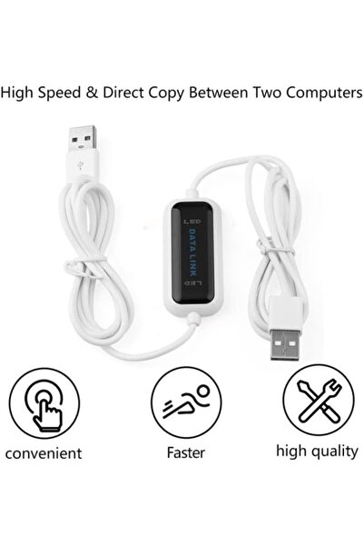 Generic High Speed USB PC to PC Online Share Data Link Net Direct File Transfer Bridge Cable, Length: 1.75m