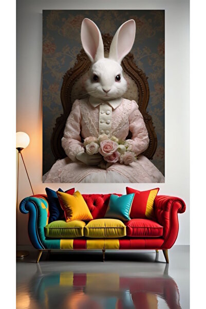 özkacar PRINCESS RABBIT V1 Tablou pe pânză pentru decorarea casei, perete, sa...