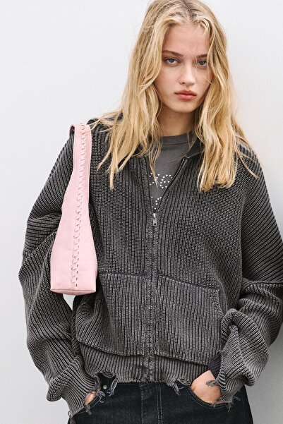 Pull & Bear Fermuarlı yırtık hırka